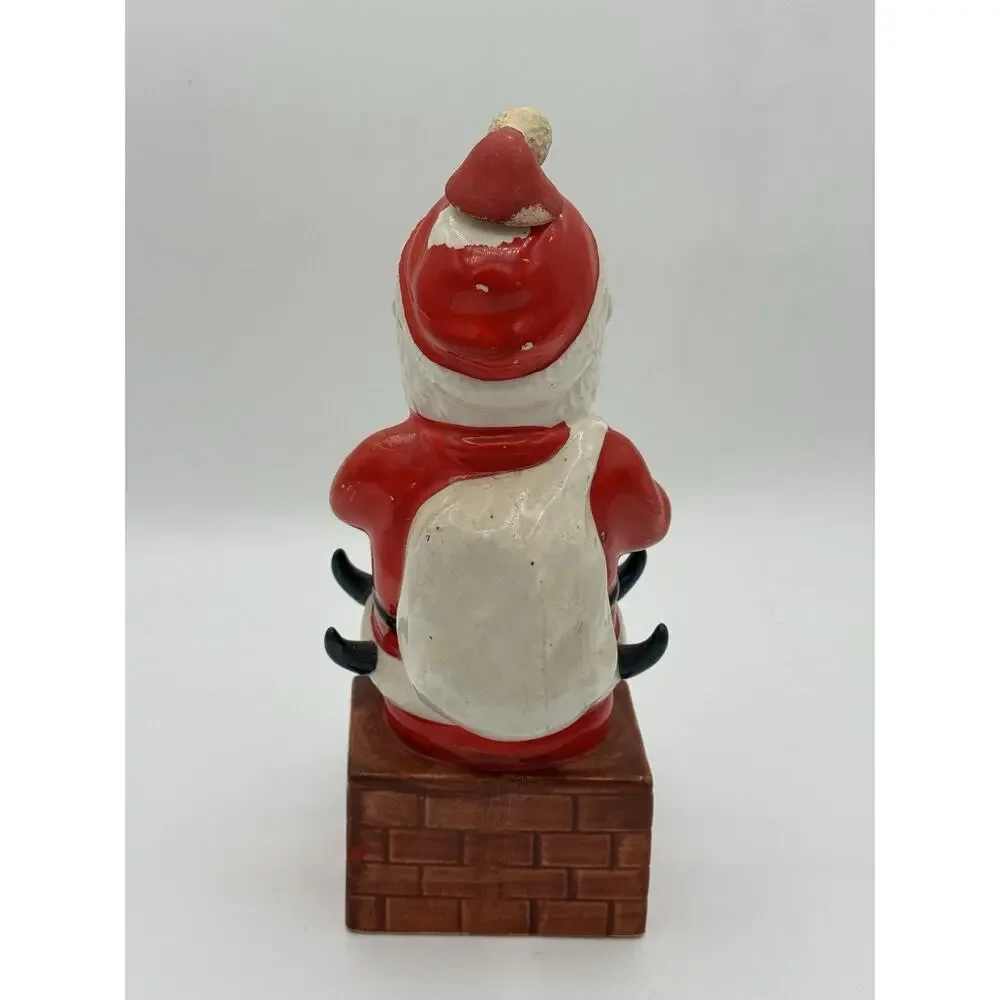 Vintage Japan Ceramic Santa Claus Decanter Xmas Cheers Chimney Cork Stopper